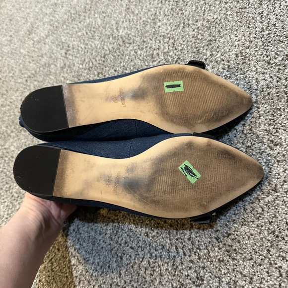 NINE WEST 8.5 Denim Blue Flats Black Straps Ankle Zip Smoak  R $99 - Picture 5 of 10